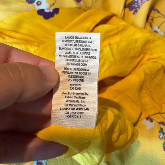 Free People Women S Lost In You Floral Midi Dress Golden Yellow V Neck Ruffle - Picture 7 of 10